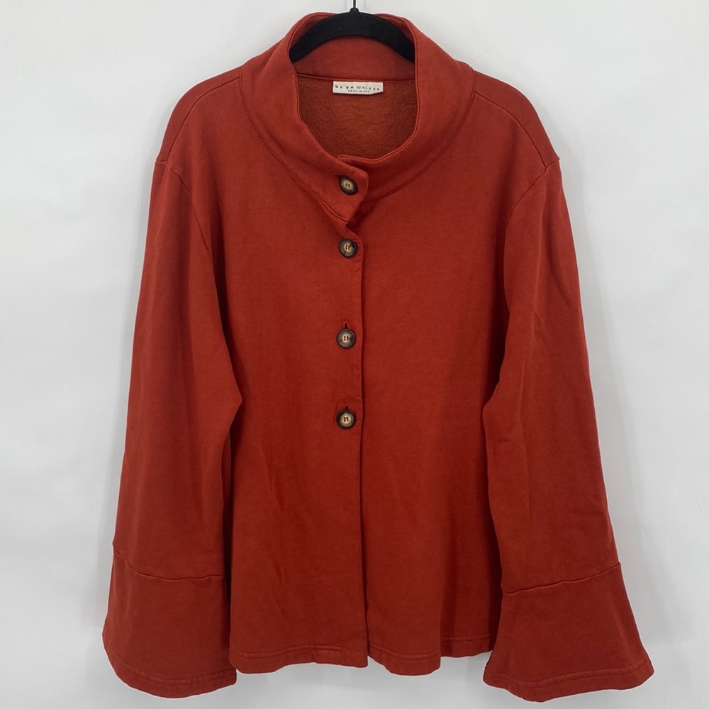 Bryn Walker Cardigan Button Front Laguenlook Minimalist High Neck Size Medium